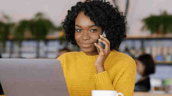 A residency applicant speaking on her phone to cancel her residency interview.