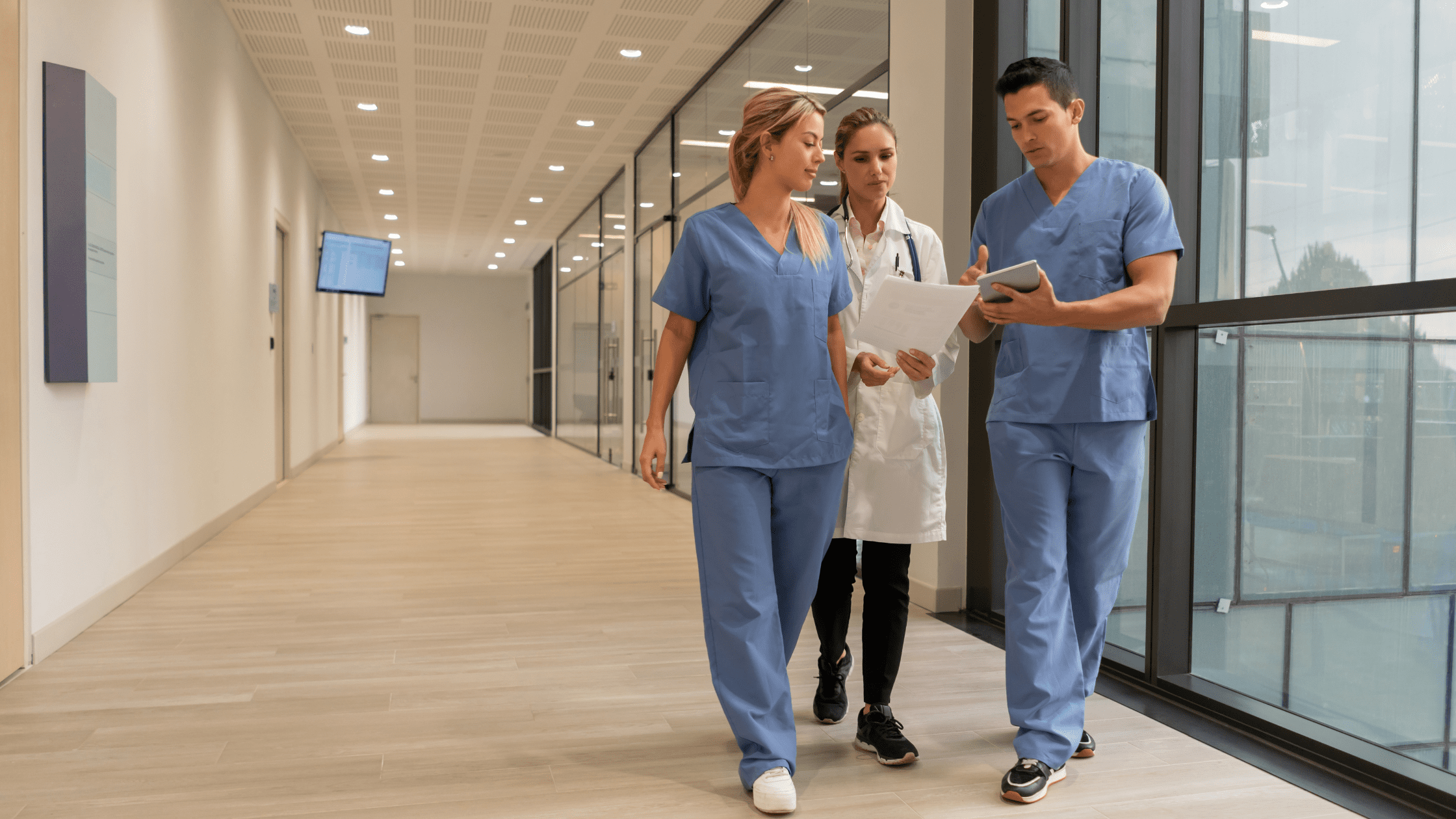 A group of medical residents in a hospital.
