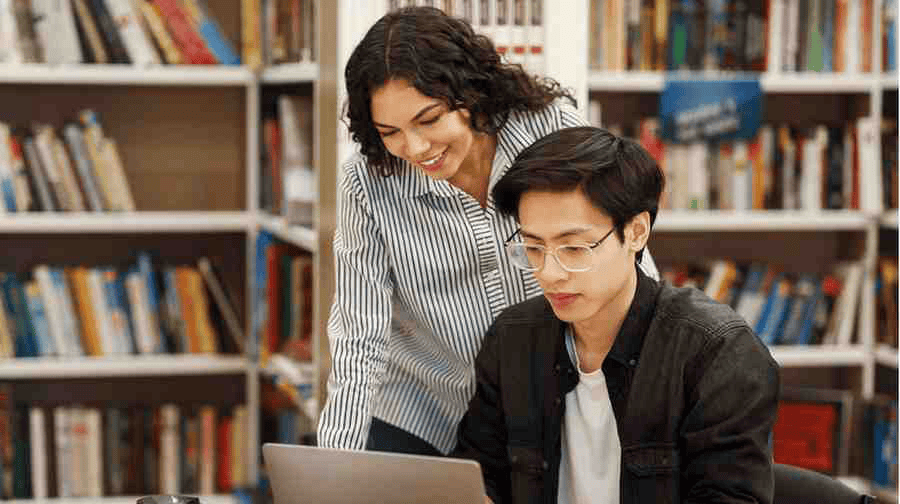A medical education learning specialist helping a student through the residency application process.