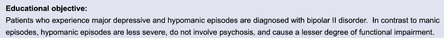 An example of educational objectives presented on the UWorld platform on Bipolar II disorder.